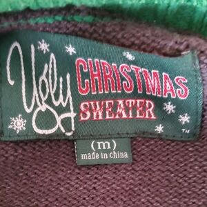 Ugly Christmas Sweater -vintage Green and Red (snowman and dog)